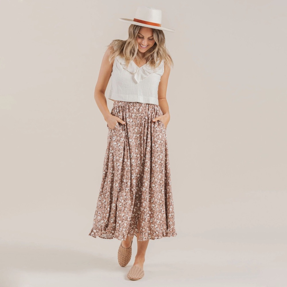 Rylee + Cru Oceanside Dahlia Skirt Terracotta S